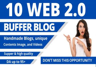 I will create 10 high authority do follow permanent web 2 0 backlinks Da 90 White hate seo