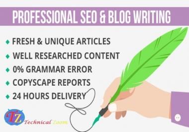 I will do SEO article writing in 24 hours fast delivery