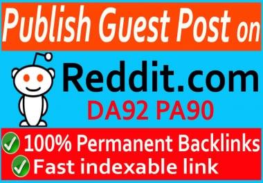 I will write and publish HQ guest post on Reddit. com DA92 permanent backlinks