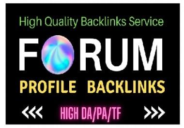 Unique 100 high da pa pr9 dofollow forum profile backlinks fast delivery