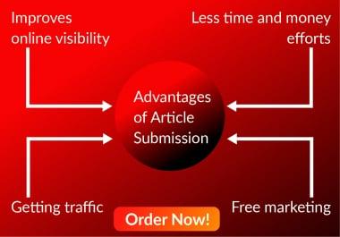 I will do article submission on free guest posting site to get traffics