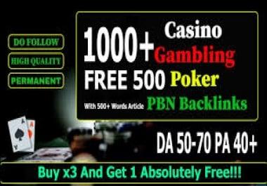latest update Powerfull 1000+ Backlink All In One Casino Gambling Adult Sites Rank on Google 1st pag