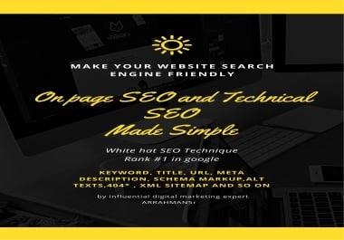 SEO expert On page optimization,  Technical SEO,  KW research,  Wordpress