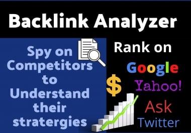 Top Backlink Analyzer 2021 - Rank on Google,  Ask,  Yahoo,  Alexa AltaVista and Spy on Competitors.