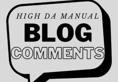 Provide you 100 High DA Dofollow Manual blog comments with backlinks