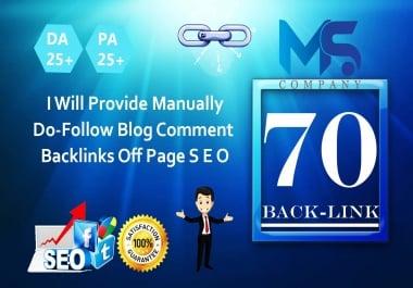 I will create 70 Unique domain dofollow backlinks off page seo