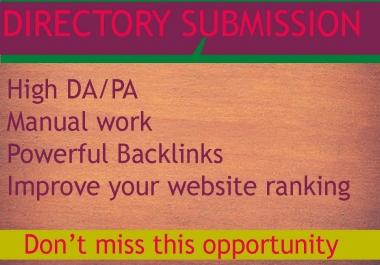 I will provide 50 directory submission for website ranking