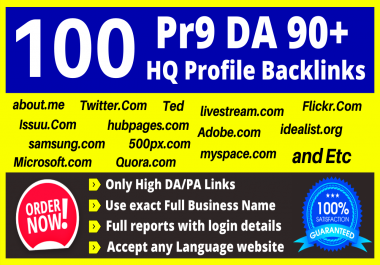 100 Safe SEO High Quality Profile Backlinks Pr9 All DA 90+ Quora Ted About. me Microsoft Medium Etc