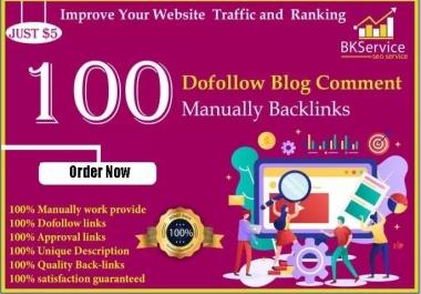 I will provide 100 high quality SEO backlinks Using blog comments on 65+ DA sites