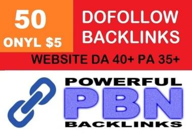 I will do 50 Dofollow Backlinks With DA 40+ PA 35+ Powerful Web 2.0 PBN