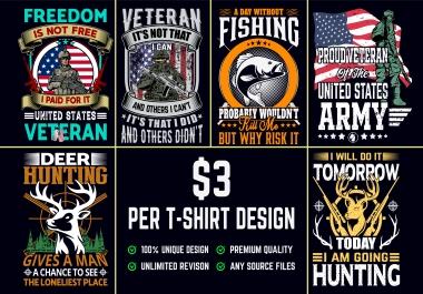 I will do trendy bulk t shirt and merchandise design