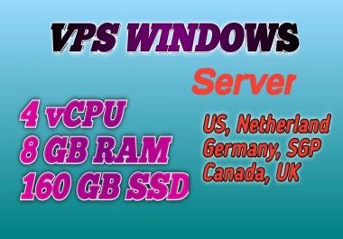 vps windows administrator 4 core cpu 8gb ram 160gb ssd