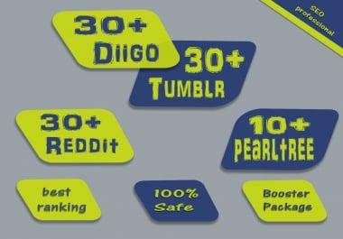 Powerful 30 Diigo,  30 Tumblr,  30 Reddit,  10 pearltree,  100 Profile Backlinks