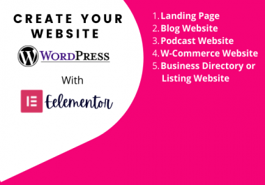 I will design wordpress website or landing page with elementor pro