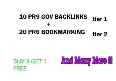 Dofollow 2 Tier Link Pyramid using 10PR9 Gov Domains with 20 PR6 Social Bookmarks
