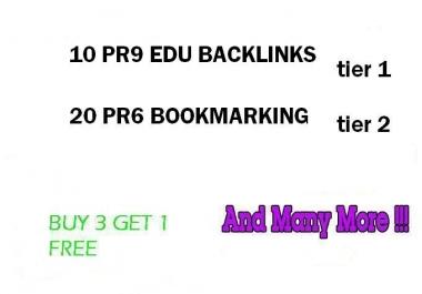 Dofollow 2 Tier Link Pyramid using 10PR9 Edu Domains with 20 PR6 Social Bookmarks