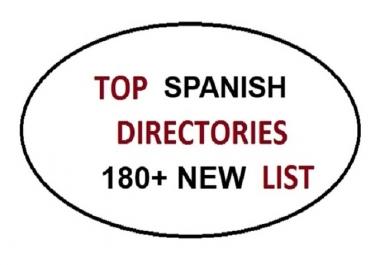 give a List of 180 High Pr SPANISH Mexico Spain Argentina Directory Backlinks