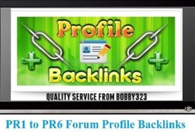 I will manually create PR6 to PR2 high quality 250 forum profile backlinks