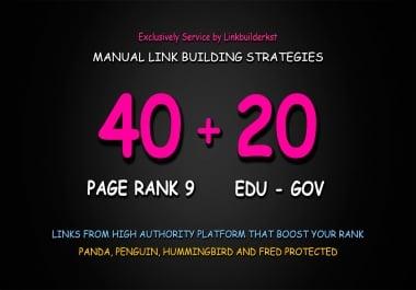 40 Pr9 + 20 Edu Gov High Trust Authority Safe SEO Backlinks