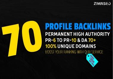Permanent 70 High Quality PR10 to PR6 High PA, DA Backlinks