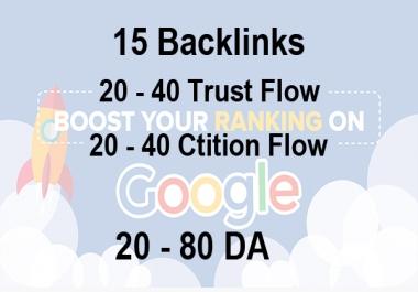 I will provide 50 high Trust flow and citation flow Dofollow backlinks on high DA