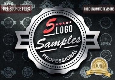 I will do a 5 PROFESSIONAL logos with FREE jpg,  psd,  ai,  and unlimited revisions