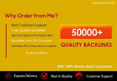 Create 50000+ Verified Quality BACKLINKS from 7000 Unique Domains to your site