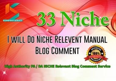 Provide 33 Niche Relevant Blog comment Backlinks