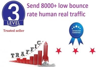 send 8000+ low bounce rate human traffic from google,  yahoo etc