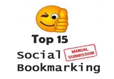 Submit MANUALLY Top 10 High DA 30 + Social Bookmarking