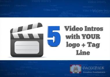 create 5 Video Intro Animations with your brand