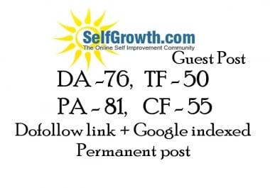 publish a guest post on SelfGrowth with dofollow link