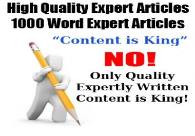 High Quality Expert Article Writer - 1000 Word Expert Articles