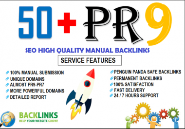 manually create 50+ PR9 seo high authority backlinks for Your web RANKING