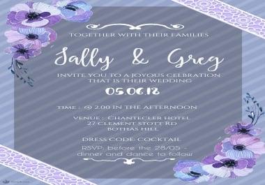 To design a custom wedding invitation Incl free label design and save the date card for FREE