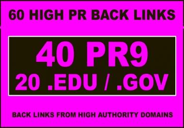 40 PR9-7 + 20. edu &amp. gov High PR Backlinks - EXCELLENT RESULTS