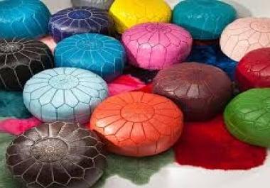 Ottoman footstool Poof Moroccan HandMade Leather FREE SHIPPING