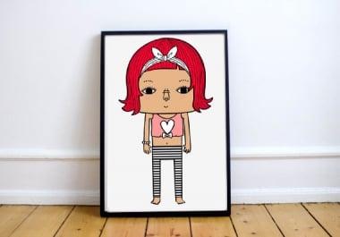 Draw single cute cartoon full color