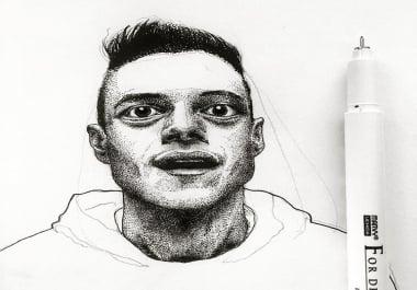 Portrait hand drawing