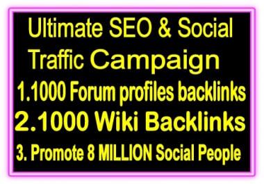 Top Popular SEO & SMM Package on SeoClerks- 1000 Forum Profiles Backlinks- 1000 Wiki Backlinks -Promote 8 Million Social People
