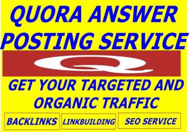 Promote your website on HQ 100 QUORA Answer with Contextual Link