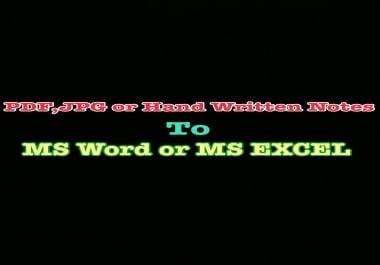 I Can make Excel Sheets for you from PDF or hand written or images