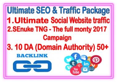 White hat SEO & Traffic Package- SEnuke TNG- The Full monty- 10 DA backlinks - Unlimited Social website Traffic