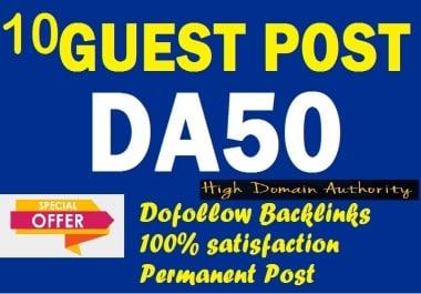 Provide you 10 high quality DA50 permanent blog
