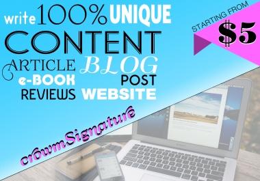 Write 500 - 1500 words ARTICLE,  CONTENT,  COPYWRITE for your Blog/SITE/PRODUCT& SERVICE