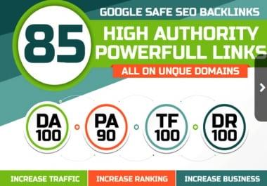 Get 85 Unique Domain SEO Backlinks On DA 40 to Da100 Sites