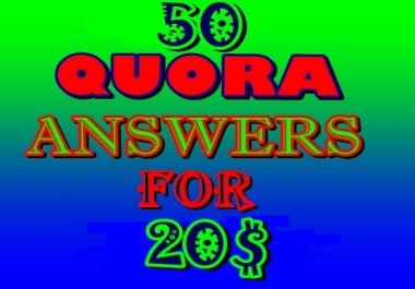 High Quality 50 Quora Answers For Backlink