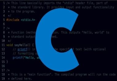 C language Assignments, Tasks And Projects Developer