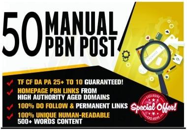 Build 50 HomePage PBN Backlinks All Dofollow Quality Links