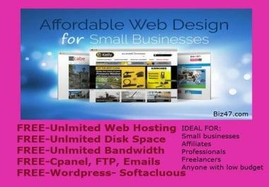 build website give 1 year web hosting free wordpress html
